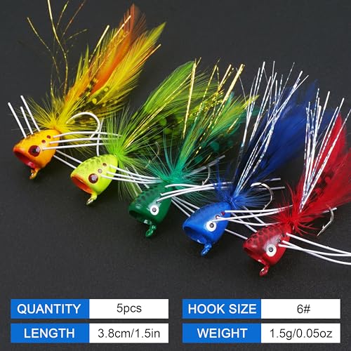 Fly Fishing Popper Flies, Fly Popper Fishing Lures Bass Bluegill Crappie Trout Salmon Panfish Perch Flies Kit for Fly Fishing
