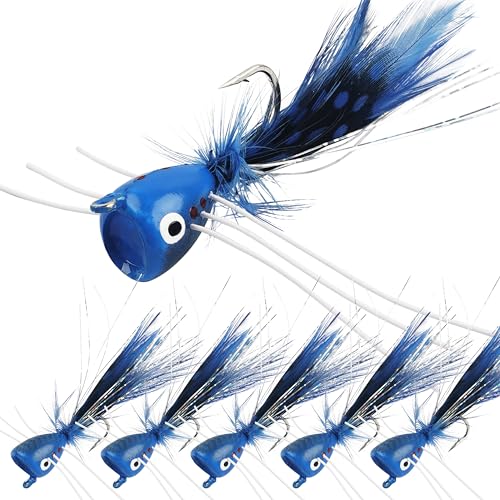 Fly Fishing Popper Flies, Fly Popper Fishing Lures Bass Bluegill Crappie Trout Salmon Panfish Perch Flies Kit for Fly Fishing