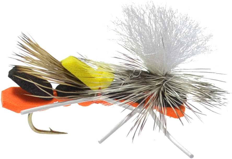 The Fly Fishing Place Basics Collection - Parachute Chernobyl Ant Foam Dry Fly Assortment - 10 Dry Fishing Grasshopper Dropper Flies - 5 Patterns - Hook Size 10