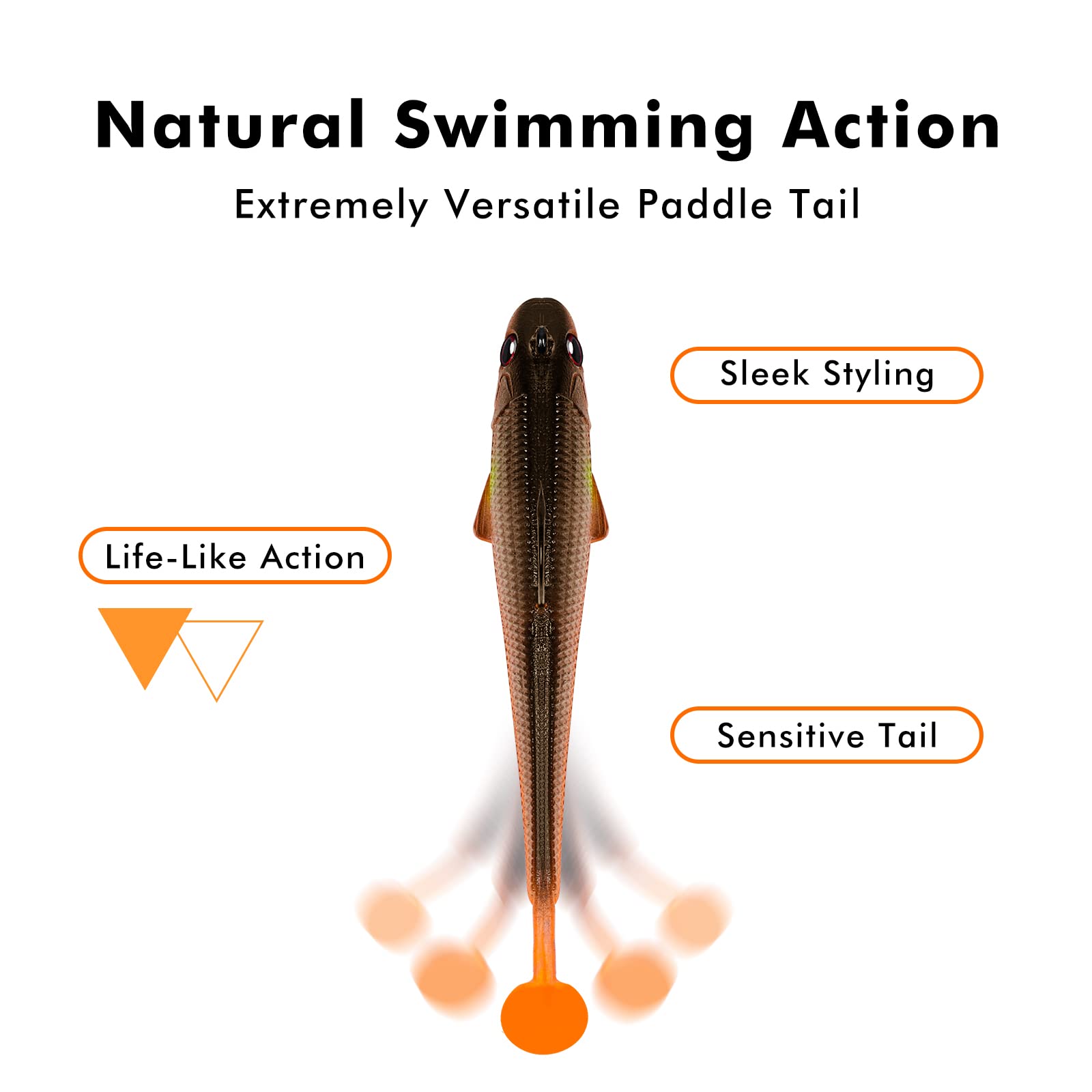 TRUSCEND Easy Catch Pre-Rigged Soft Lures, Unique Vibrating Swim Action and Trembly Sinking Move for More Bites, Amazing Soft Swimbait for Family Fishing, Fishing Lures for Bass Trout Crappie Walleye