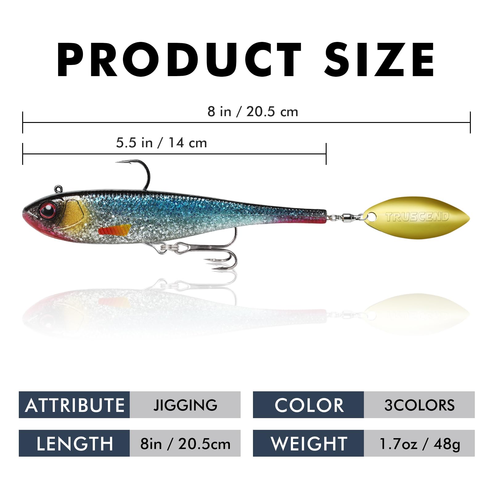 TRUSCEND Easy Catch Pre-Rigged Soft Lures, Unique Vibrating Swim Action and Trembly Sinking Move for More Bites, Amazing Soft Swimbait for Family Fishing, Fishing Lures for Bass Trout Crappie Walleye