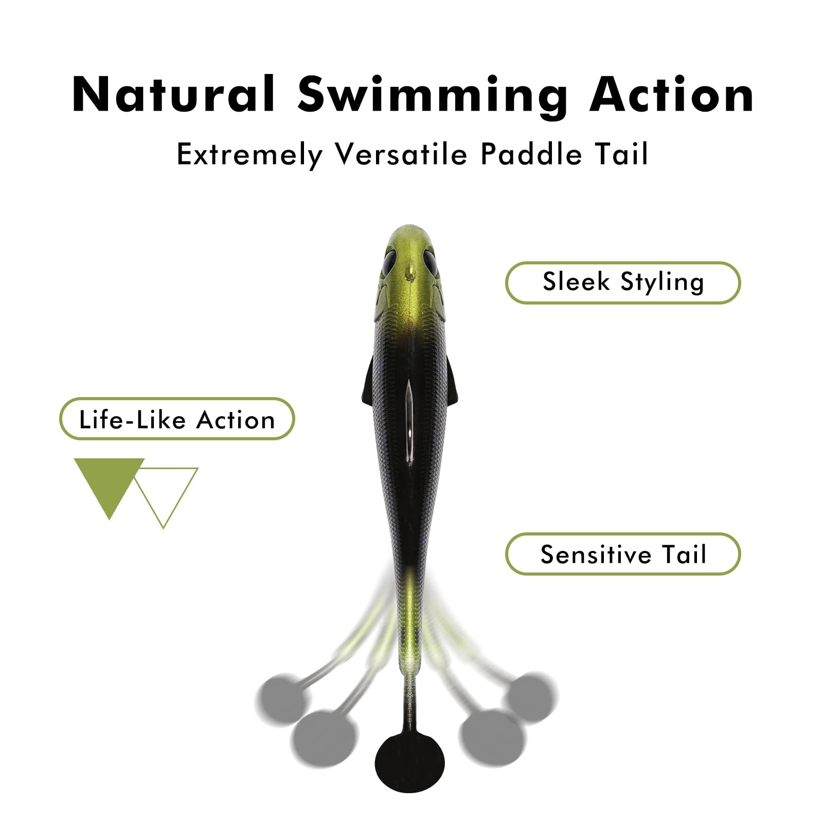 TRUSCEND Easy Catch Pre-Rigged Soft Lures, Unique Vibrating Swim Action and Trembly Sinking Move for More Bites, Amazing Soft Swimbait for Family Fishing, Fishing Lures for Bass Trout Crappie Walleye