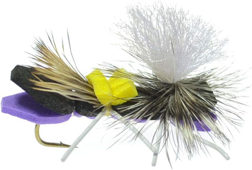 The Fly Fishing Place Basics Collection - Parachute Chernobyl Ant Foam Dry Fly Assortment - 10 Dry Fishing Grasshopper Dropper Flies - 5 Patterns - Hook Size 10