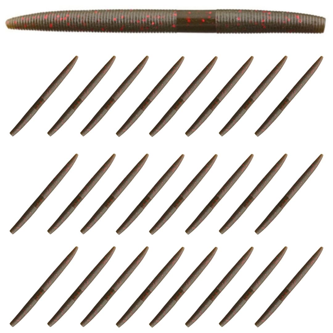 Reaction Tackle Wacky Worms/Soft Plastic Worm Stick Baits / 5.5in - 24 Pack - Durable Fishing Lures for Bass and More