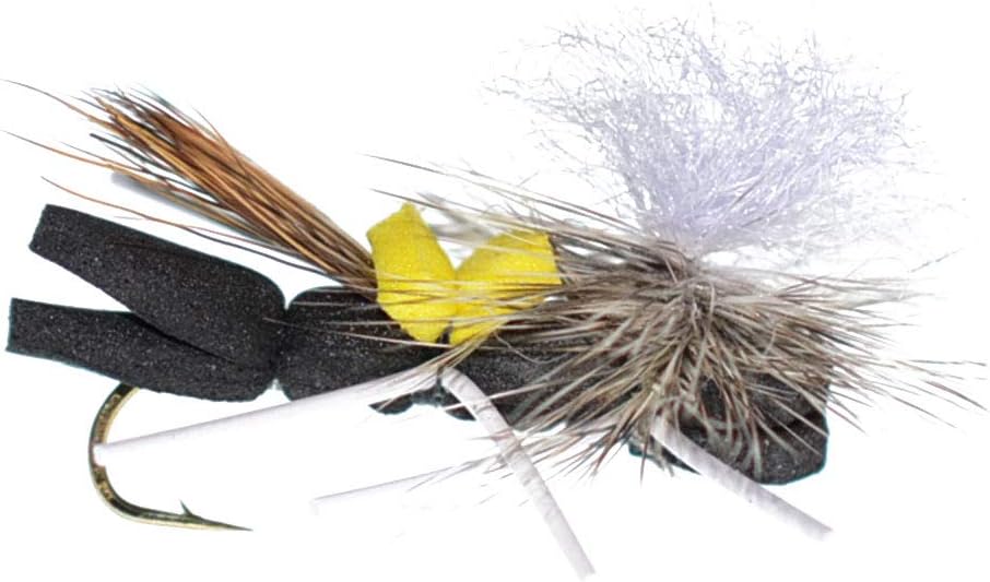 The Fly Fishing Place Basics Collection - Parachute Chernobyl Ant Foam Dry Fly Assortment - 10 Dry Fishing Grasshopper Dropper Flies - 5 Patterns - Hook Size 10