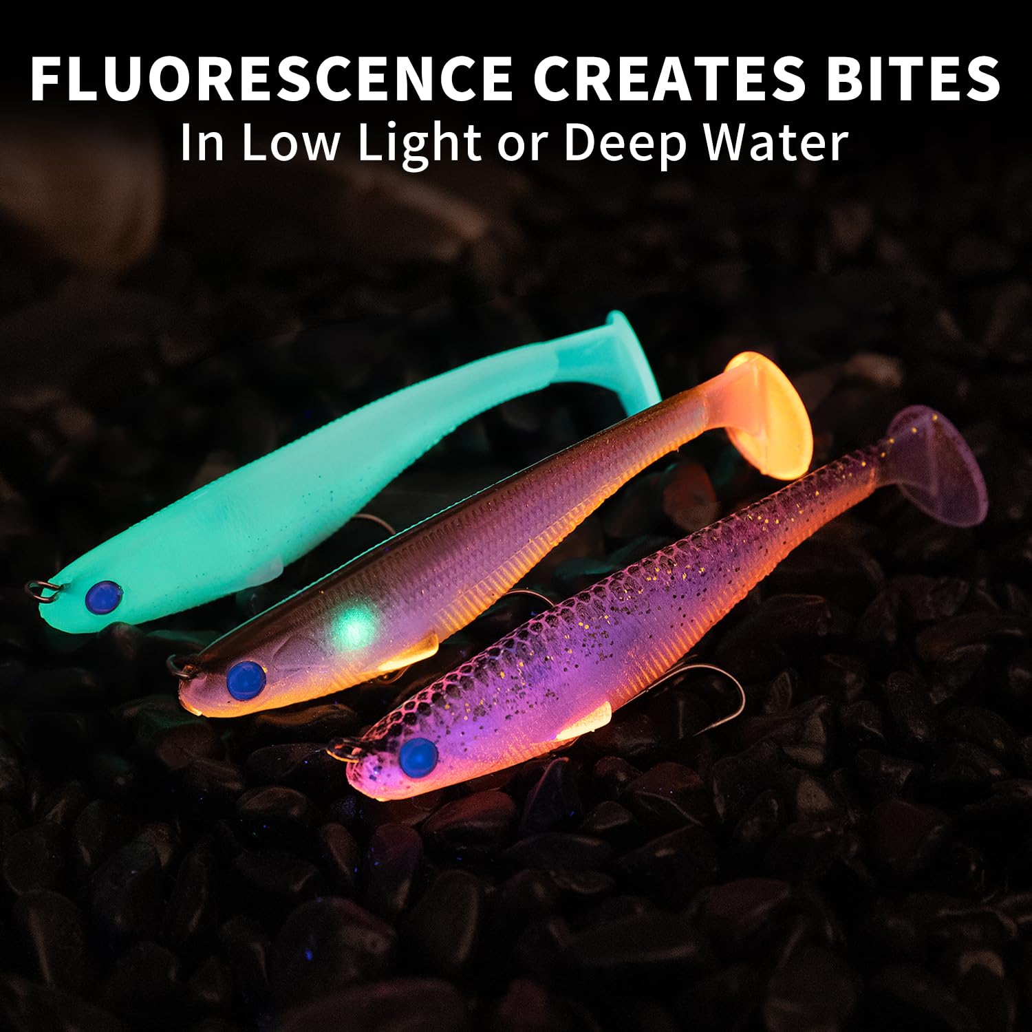 TRUSCEND Easy Catch Pre-Rigged Soft Lures, Unique Vibrating Swim Action and Trembly Sinking Move for More Bites, Amazing Soft Swimbait for Family Fishing, Fishing Lures for Bass Trout Crappie Walleye