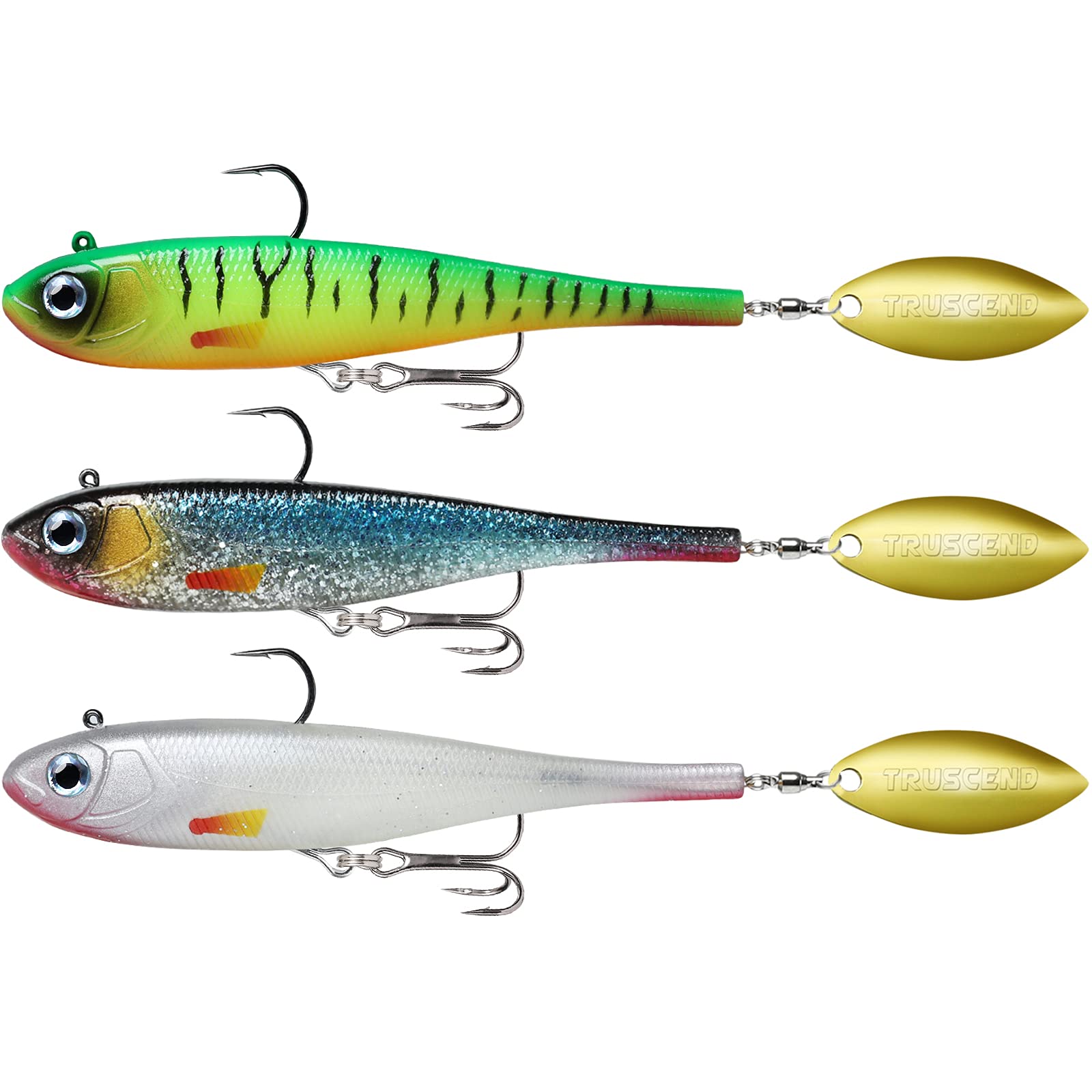TRUSCEND Easy Catch Pre-Rigged Soft Lures, Unique Vibrating Swim Action and Trembly Sinking Move for More Bites, Amazing Soft Swimbait for Family Fishing, Fishing Lures for Bass Trout Crappie Walleye