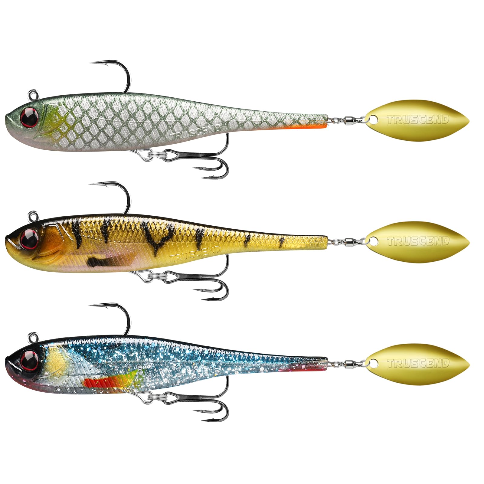 TRUSCEND Easy Catch Pre-Rigged Soft Lures, Unique Vibrating Swim Action and Trembly Sinking Move for More Bites, Amazing Soft Swimbait for Family Fishing, Fishing Lures for Bass Trout Crappie Walleye