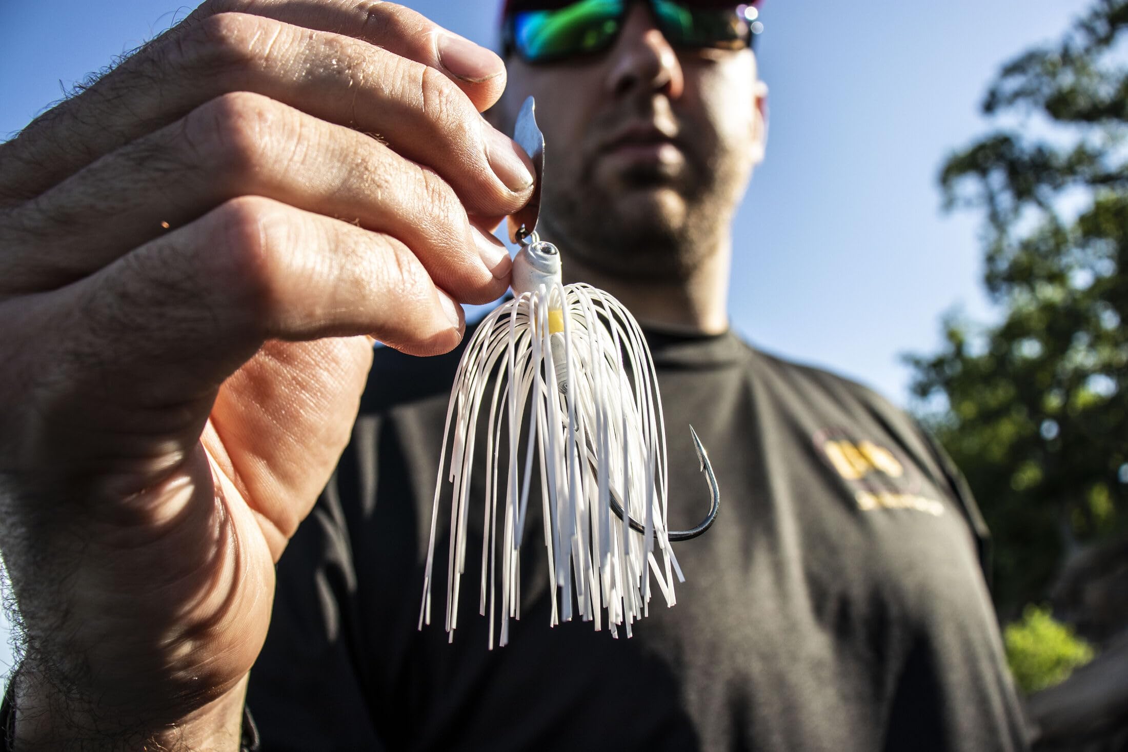 Strike King Thunder Cricket Fishing Lure, Vibrating Swim Jig, Silver Blade, 4/0 Jungle-Style Flipping Hook