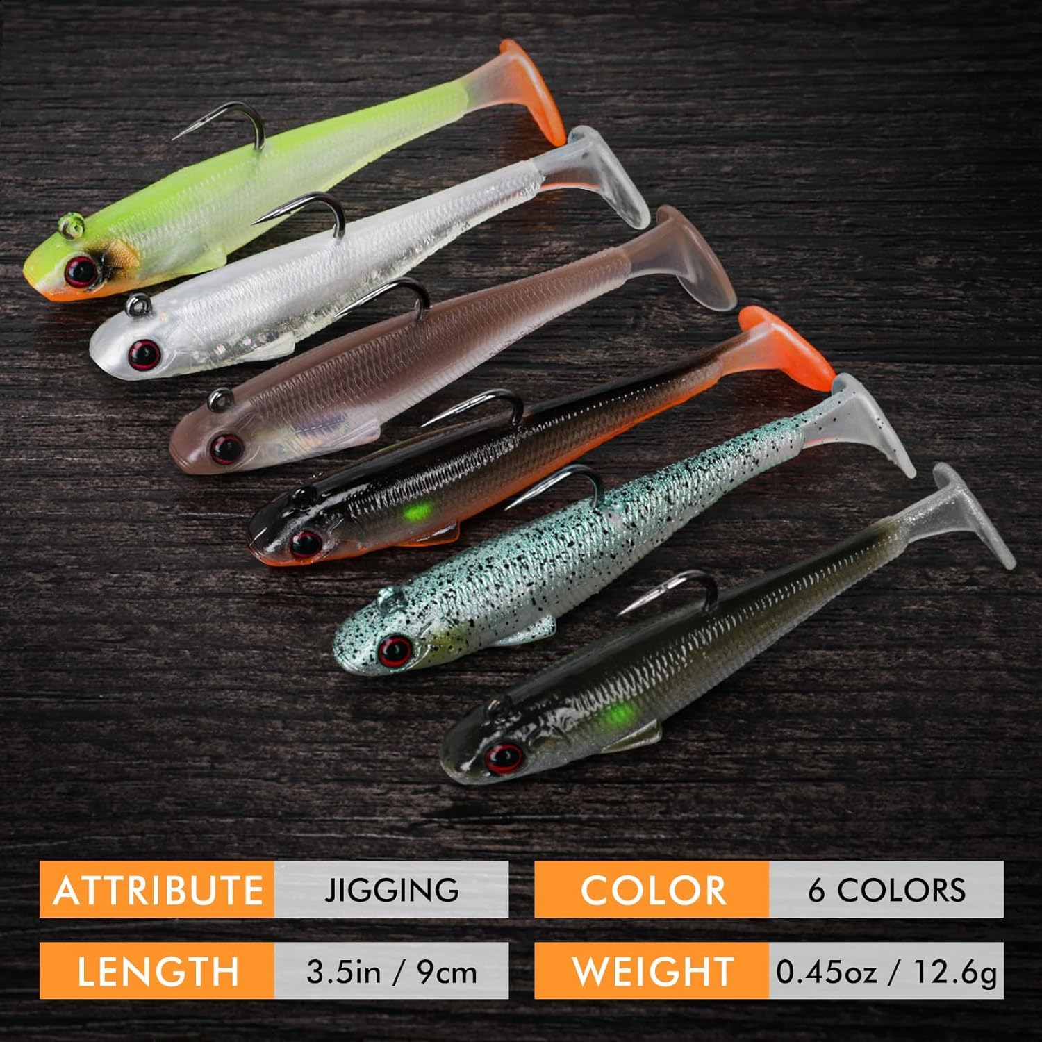 TRUSCEND Easy Catch Pre-Rigged Soft Lures, Unique Vibrating Swim Action and Trembly Sinking Move for More Bites, Amazing Soft Swimbait for Family Fishing, Fishing Lures for Bass Trout Crappie Walleye