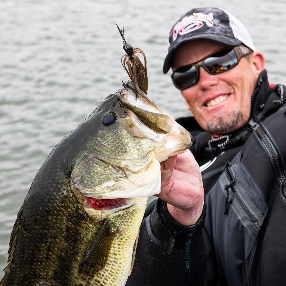 Strike King Thunder Cricket Fishing Lure, Vibrating Swim Jig, Silver Blade, 4/0 Jungle-Style Flipping Hook