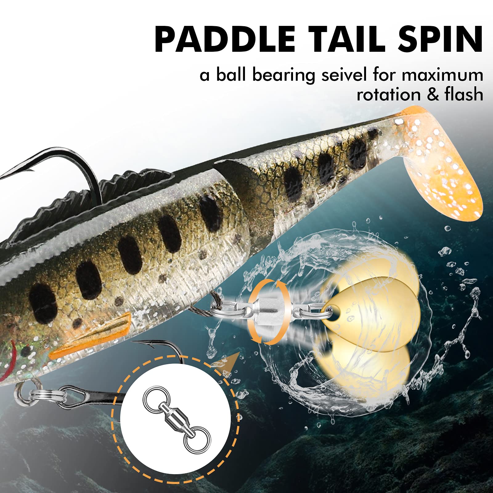 TRUSCEND Easy Catch Pre-Rigged Soft Lures, Unique Vibrating Swim Action and Trembly Sinking Move for More Bites, Amazing Soft Swimbait for Family Fishing, Fishing Lures for Bass Trout Crappie Walleye