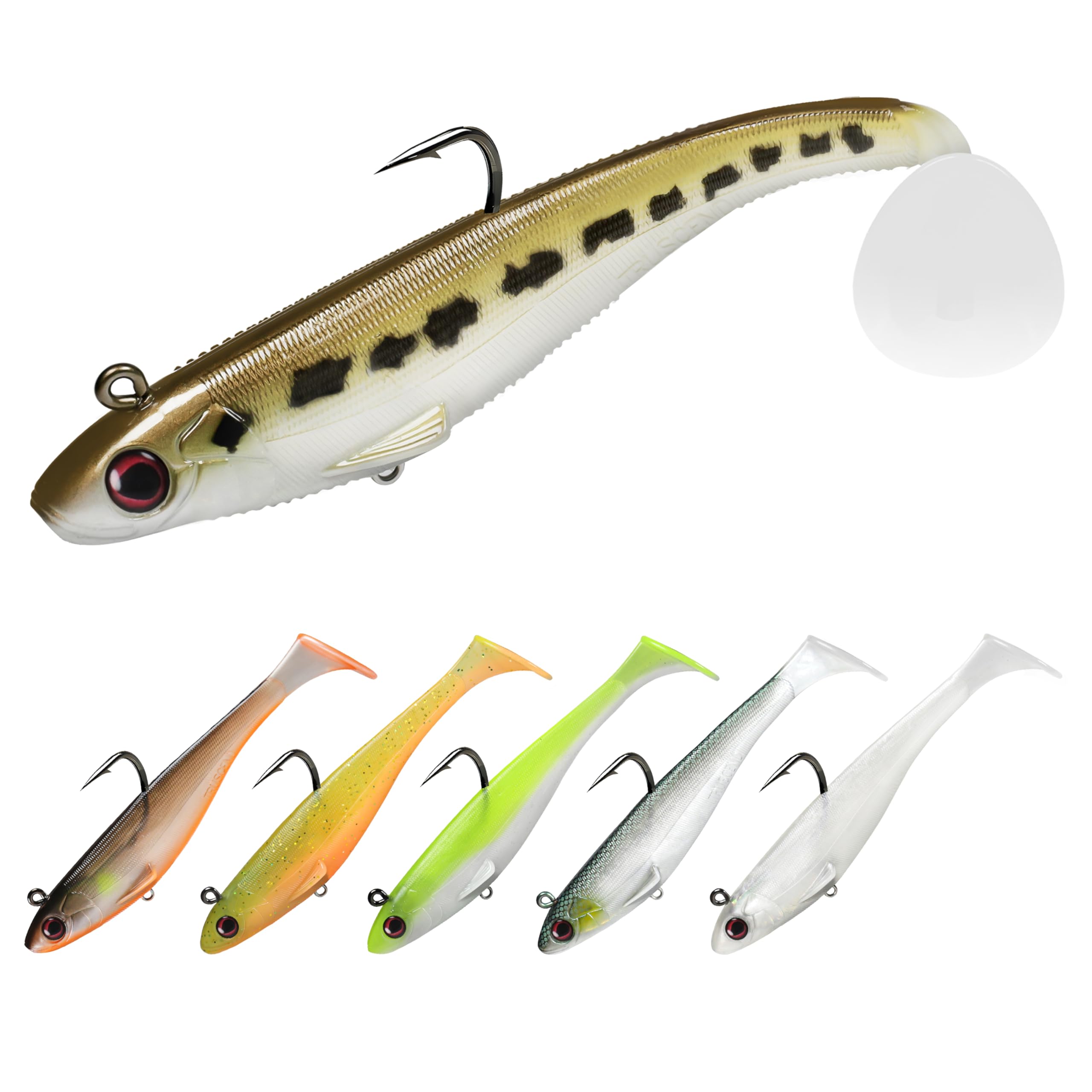 TRUSCEND Easy Catch Pre-Rigged Soft Lures, Unique Vibrating Swim Action and Trembly Sinking Move for More Bites, Amazing Soft Swimbait for Family Fishing, Fishing Lures for Bass Trout Crappie Walleye