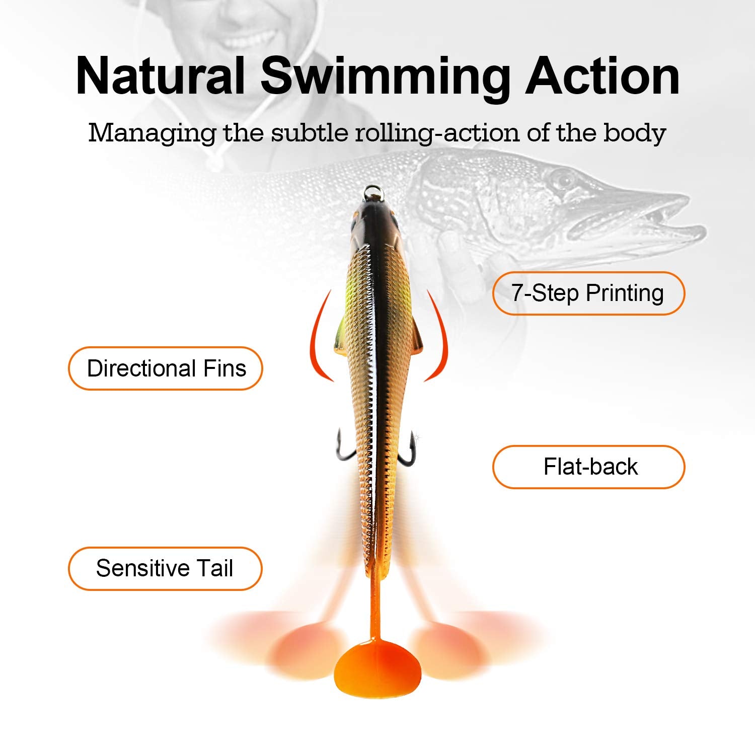 TRUSCEND Easy Catch Pre-Rigged Soft Lures, Unique Vibrating Swim Action and Trembly Sinking Move for More Bites, Amazing Soft Swimbait for Family Fishing, Fishing Lures for Bass Trout Crappie Walleye