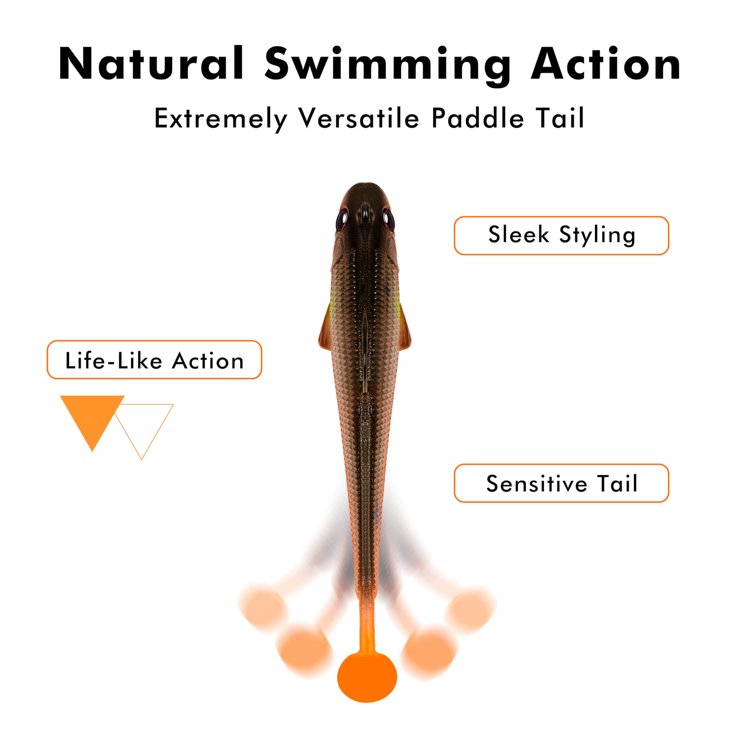 TRUSCEND Easy Catch Pre-Rigged Soft Lures, Unique Vibrating Swim Action and Trembly Sinking Move for More Bites, Amazing Soft Swimbait for Family Fishing, Fishing Lures for Bass Trout Crappie Walleye