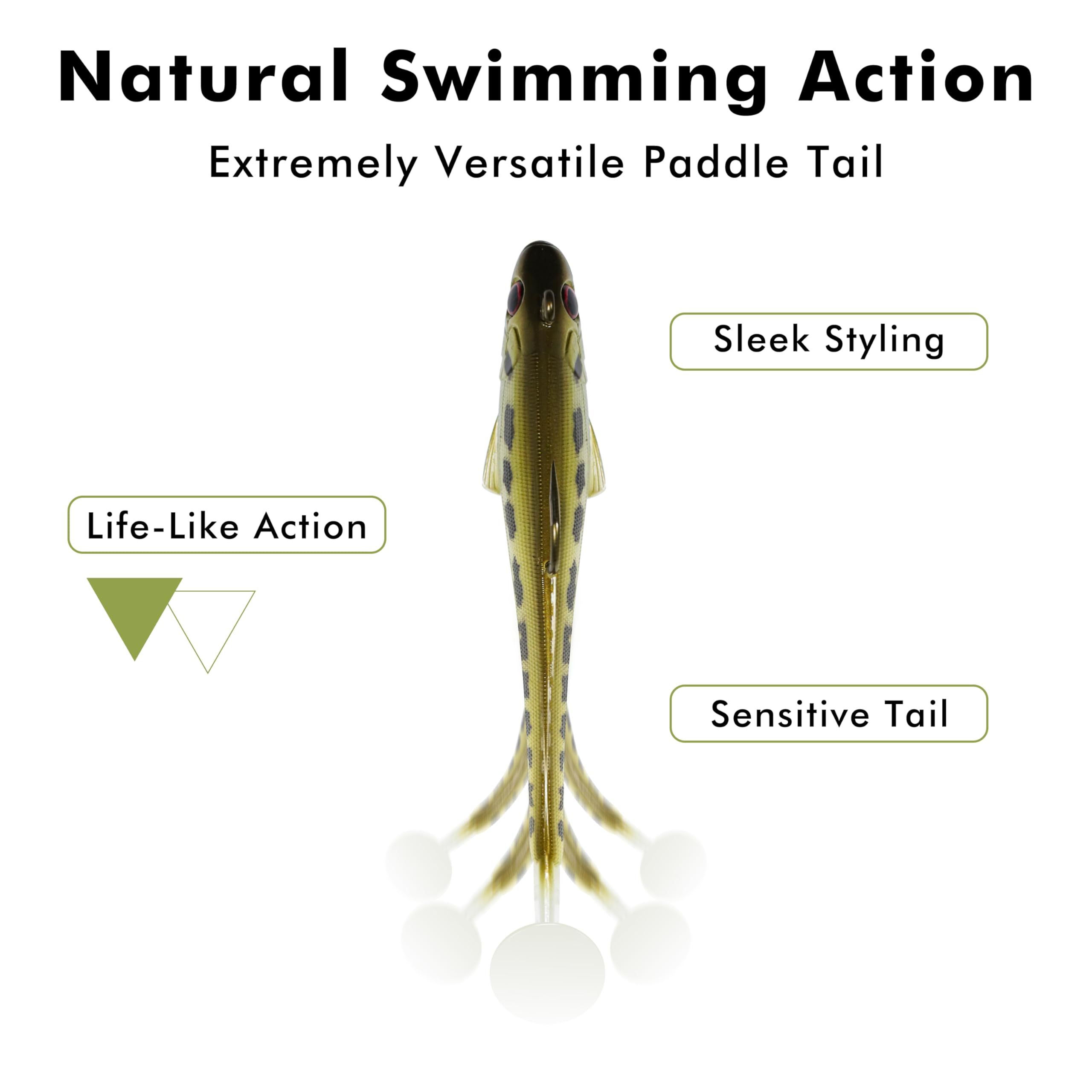 TRUSCEND Easy Catch Pre-Rigged Soft Lures, Unique Vibrating Swim Action and Trembly Sinking Move for More Bites, Amazing Soft Swimbait for Family Fishing, Fishing Lures for Bass Trout Crappie Walleye