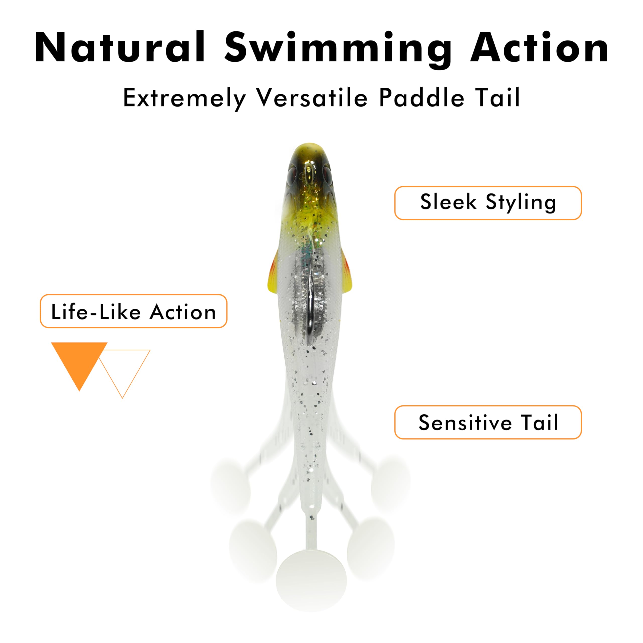 TRUSCEND Easy Catch Pre-Rigged Soft Lures, Unique Vibrating Swim Action and Trembly Sinking Move for More Bites, Amazing Soft Swimbait for Family Fishing, Fishing Lures for Bass Trout Crappie Walleye