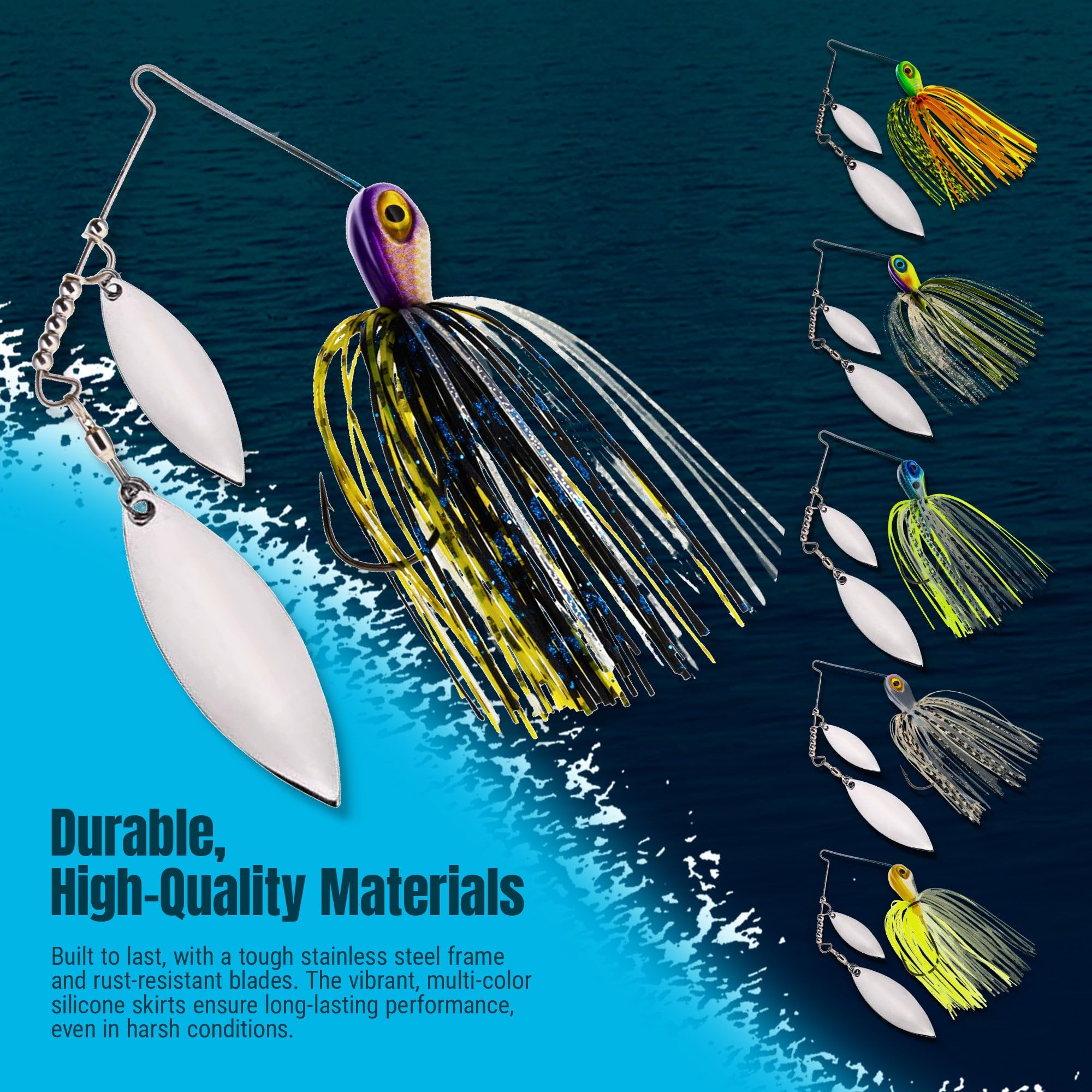 Reaction Tackle Spinner Bait Fishing Lure for Bass Fishing (3-Pack) Also for Trout Pike Salmon Walleye