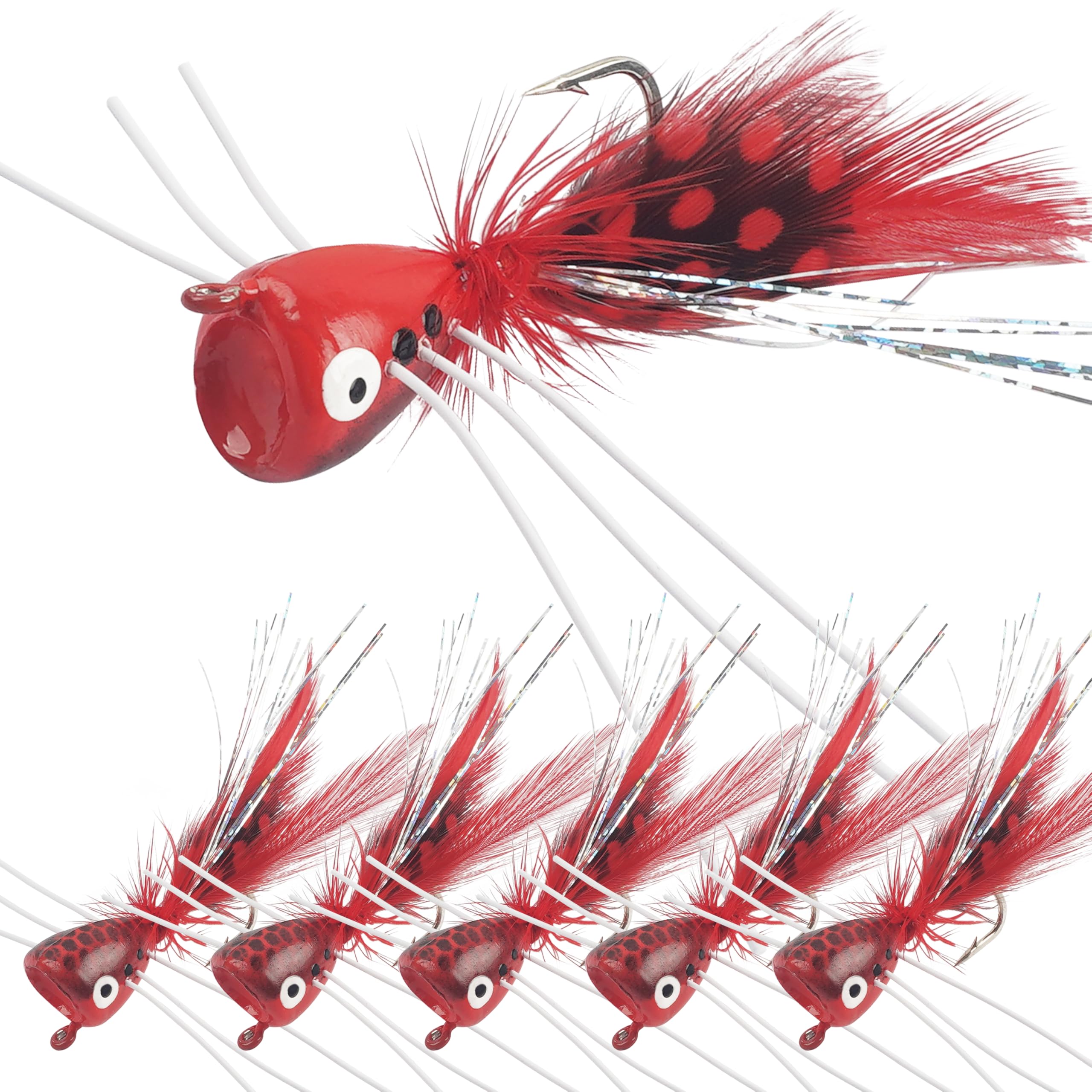 Fly Fishing Popper Flies, Fly Popper Fishing Lures Bass Bluegill Crappie Trout Salmon Panfish Perch Flies Kit for Fly Fishing