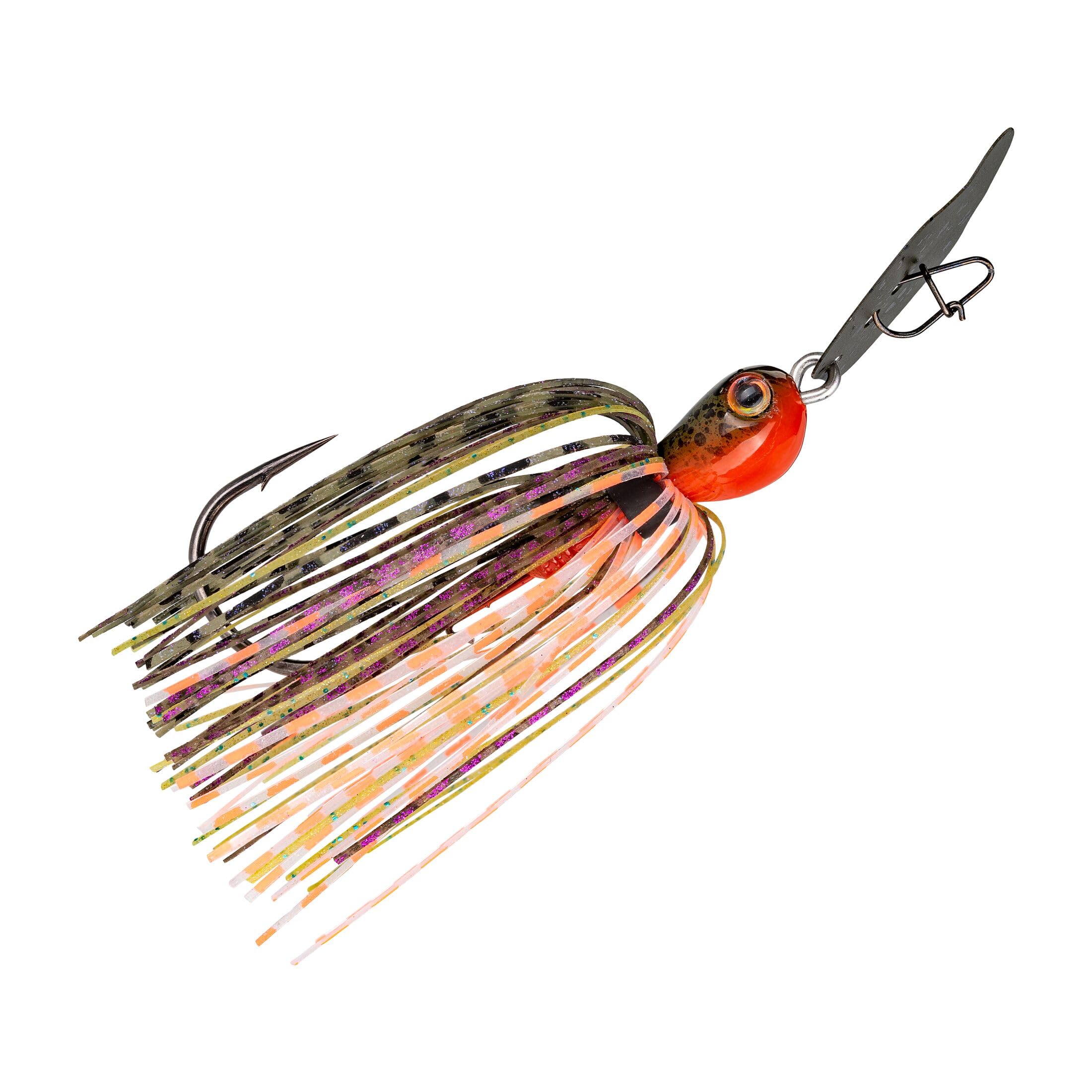 Strike King Thunder Cricket Fishing Lure, Vibrating Swim Jig, Silver Blade, 4/0 Jungle-Style Flipping Hook