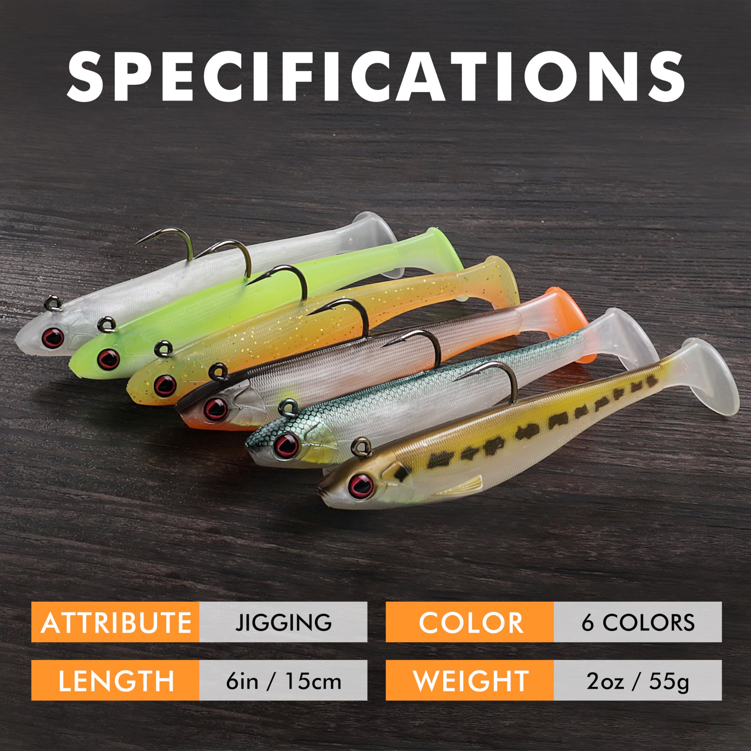 TRUSCEND Easy Catch Pre-Rigged Soft Lures, Unique Vibrating Swim Action and Trembly Sinking Move for More Bites, Amazing Soft Swimbait for Family Fishing, Fishing Lures for Bass Trout Crappie Walleye