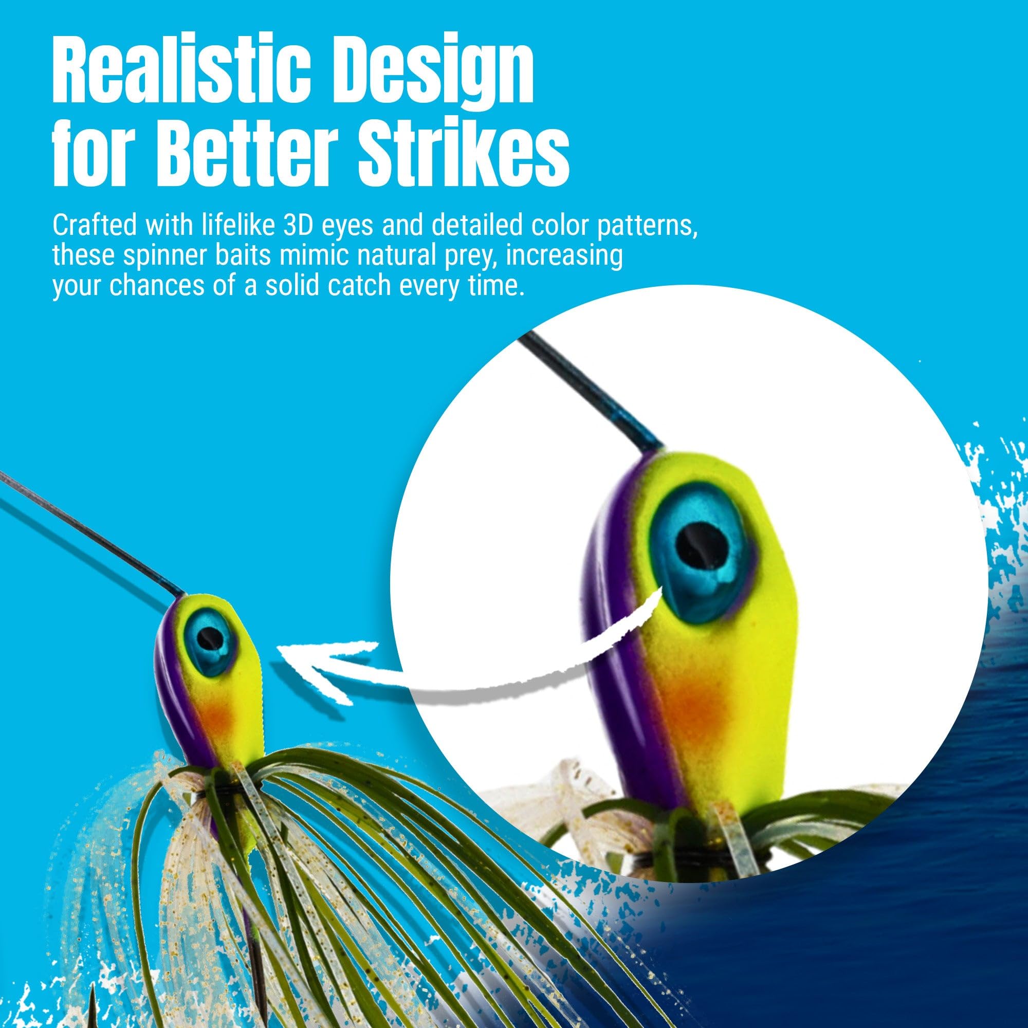 Reaction Tackle Spinner Bait Fishing Lure for Bass Fishing (3-Pack) Also for Trout Pike Salmon Walleye