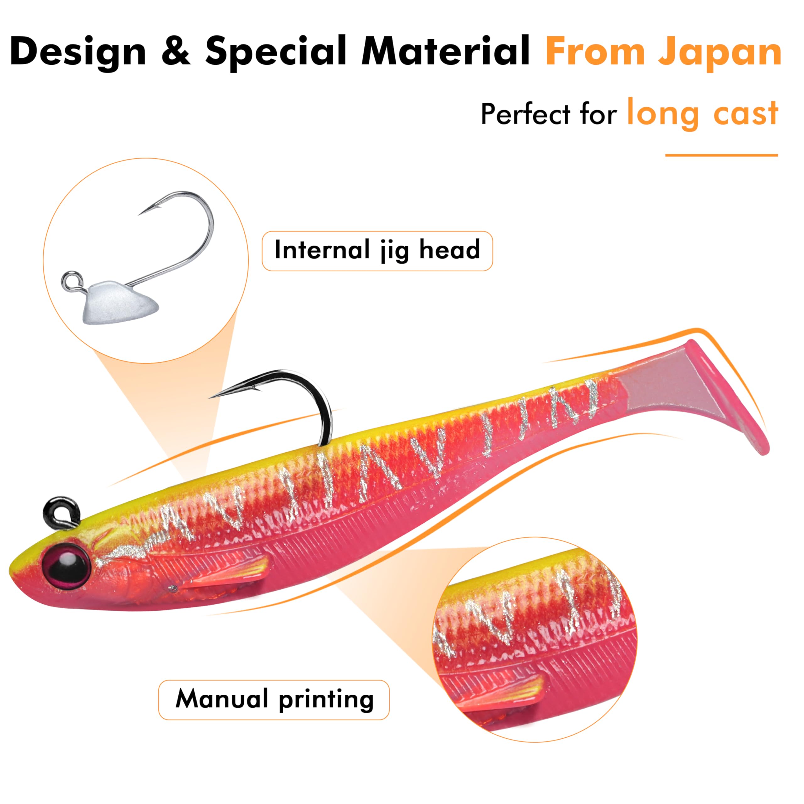 TRUSCEND Easy Catch Pre-Rigged Soft Lures, Unique Vibrating Swim Action and Trembly Sinking Move for More Bites, Amazing Soft Swimbait for Family Fishing, Fishing Lures for Bass Trout Crappie Walleye