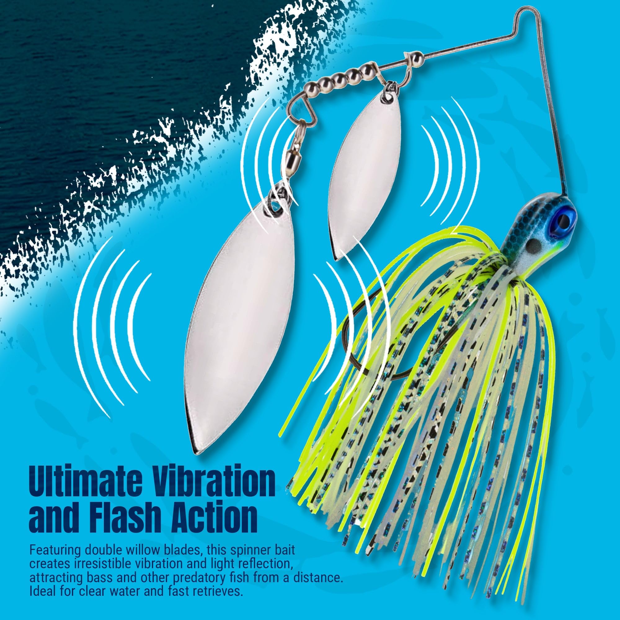 Reaction Tackle Spinner Bait Fishing Lure for Bass Fishing (3-Pack) Also for Trout Pike Salmon Walleye