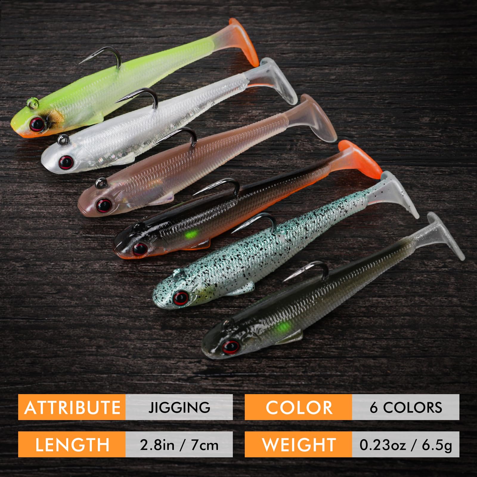 TRUSCEND Easy Catch Pre-Rigged Soft Lures, Unique Vibrating Swim Action and Trembly Sinking Move for More Bites, Amazing Soft Swimbait for Family Fishing, Fishing Lures for Bass Trout Crappie Walleye