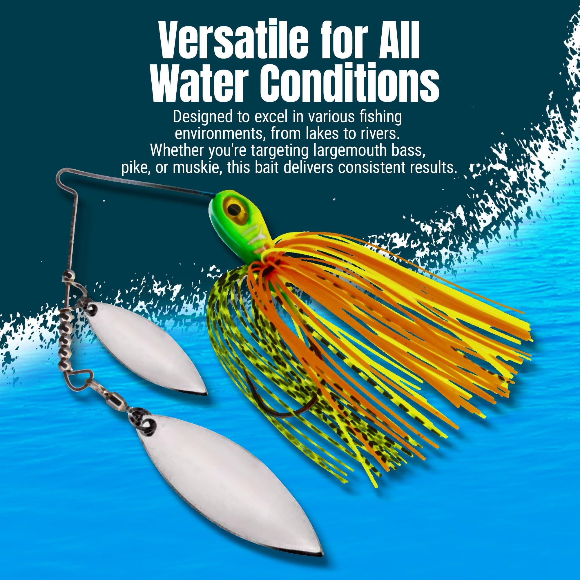 Reaction Tackle Spinner Bait Fishing Lure for Bass Fishing (3-Pack) Also for Trout Pike Salmon Walleye