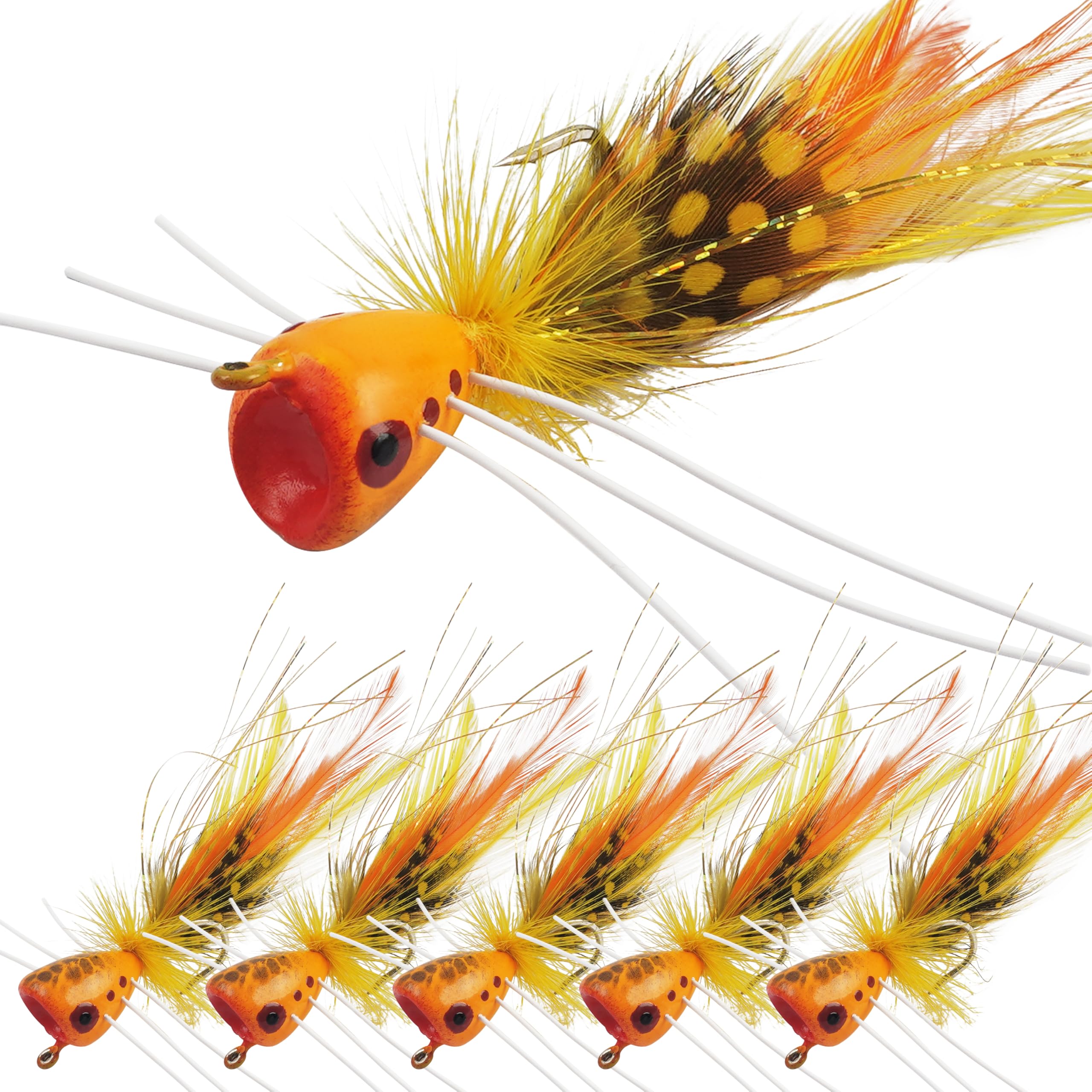 Fly Fishing Popper Flies, Fly Popper Fishing Lures Bass Bluegill Crappie Trout Salmon Panfish Perch Flies Kit for Fly Fishing