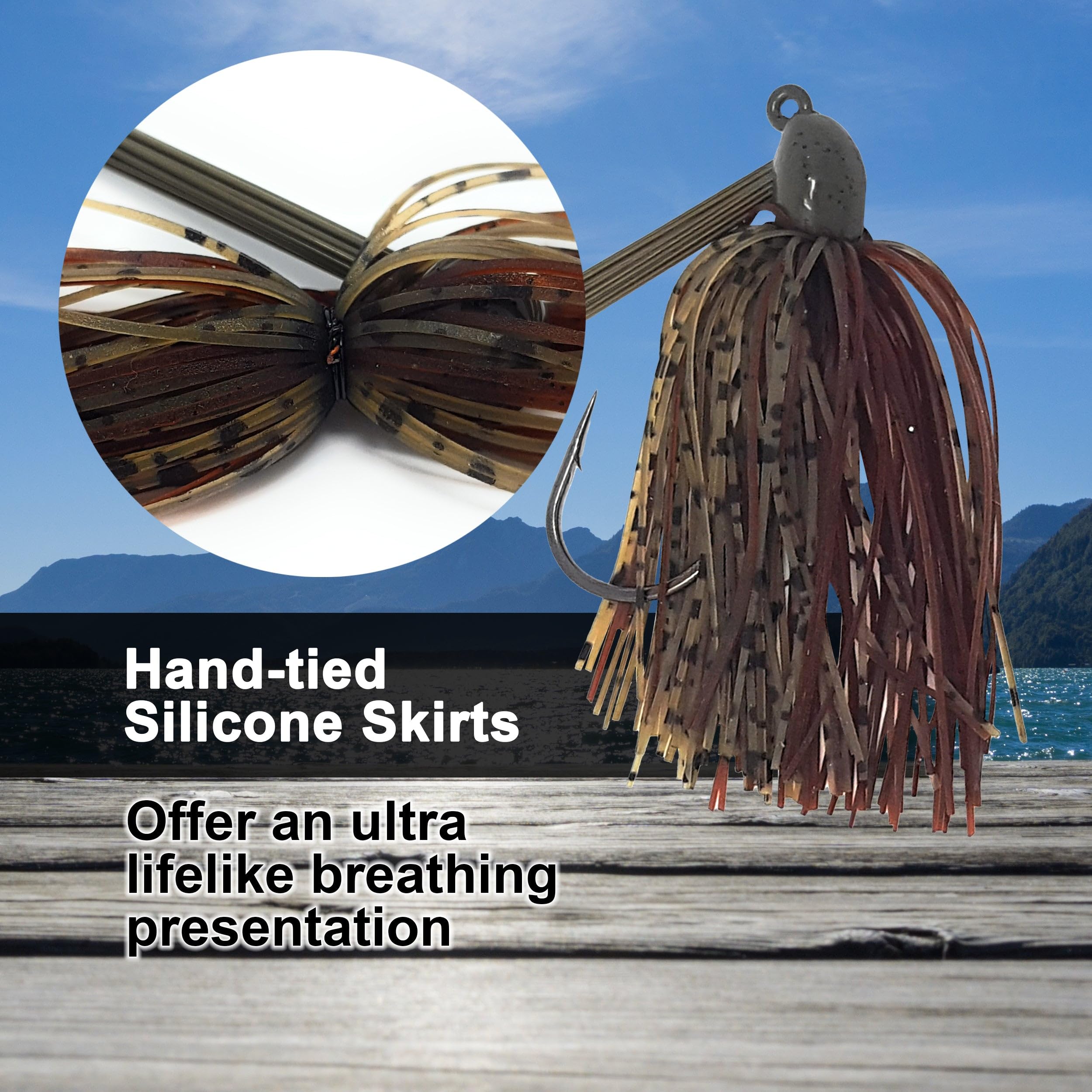 Reaction Tackle Tungsten Swim Jig for Bass Fishing - Weedless Design with 97% Pure Tungsten Jig Head and Silicone Skirt - Fishing Tackle for Pike, Walleye and Muskie and More (2-Pack)